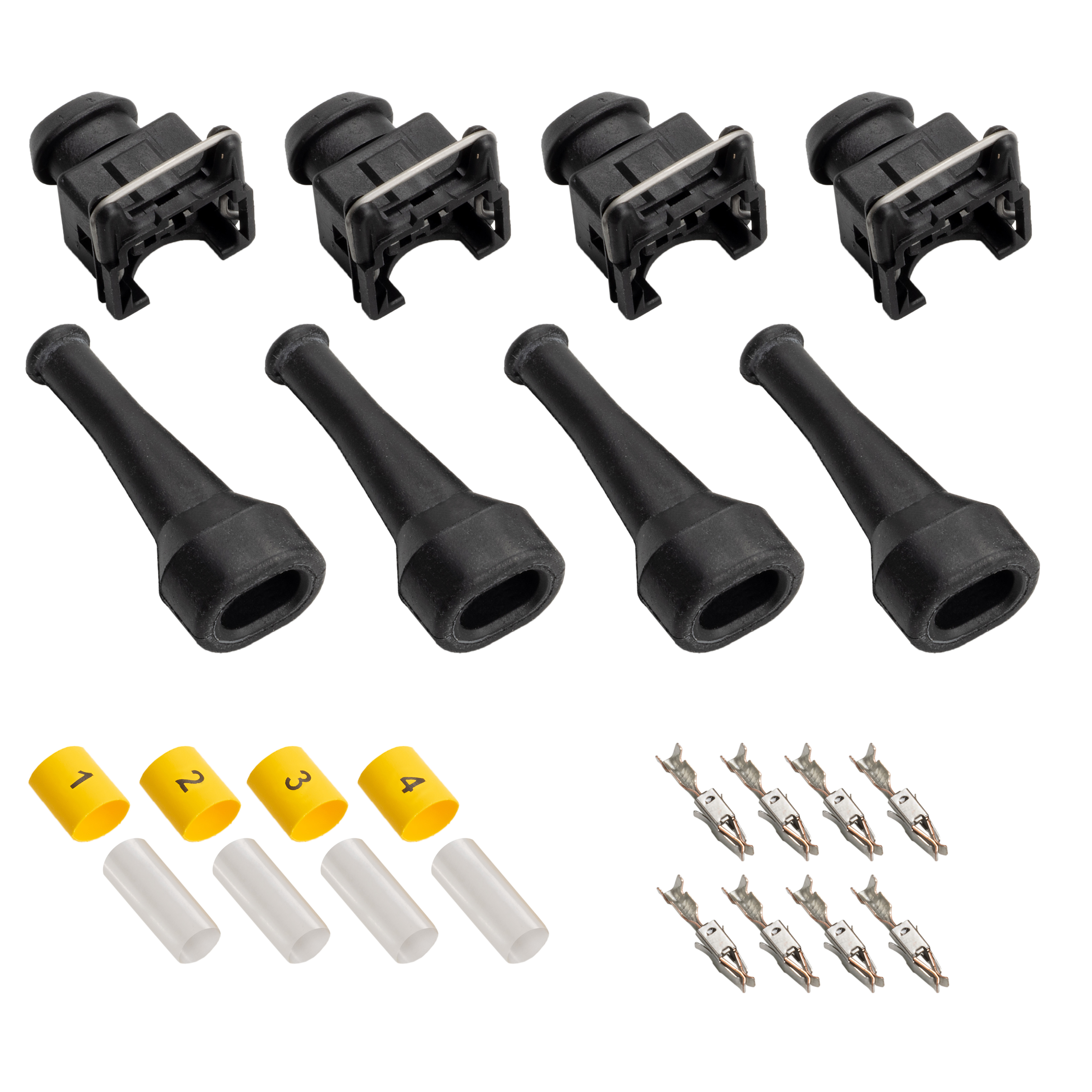 4 Cyl EV1 Injector Connector Kit W 90º Boots Prowireusa